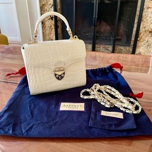 ASPINAL of LONDON -  Mini Mayfair in Ivory Patent Croc